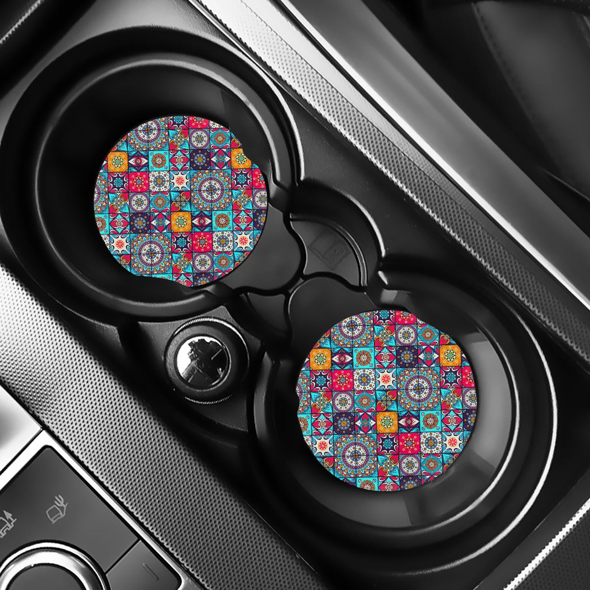 Bohemian Indian Mandala Patchwork Print Car Coasters