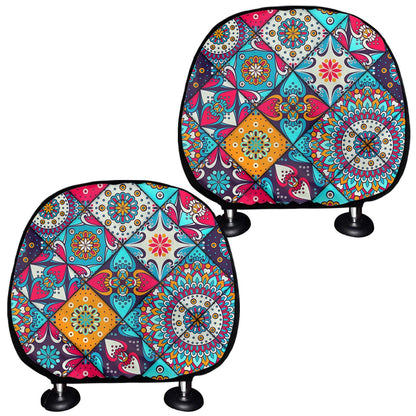 Bohemian Indian Mandala Patchwork Print Car Headrest Covers
