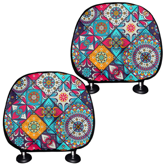 Bohemian Indian Mandala Patchwork Print Car Headrest Covers