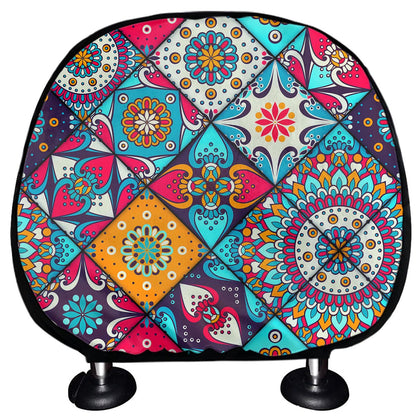 Bohemian Indian Mandala Patchwork Print Car Headrest Covers