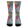 Bohemian Indian Mandala Patchwork Print Crew Socks
