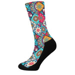 Bohemian Indian Mandala Patchwork Print Crew Socks