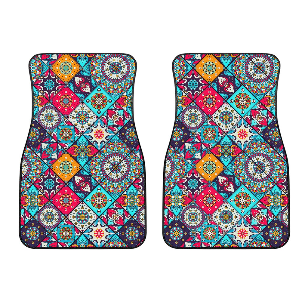 Bohemian Indian Mandala Patchwork Print Front Car Floor Mats