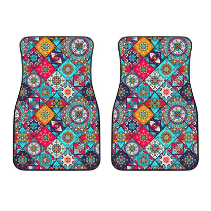 Bohemian Indian Mandala Patchwork Print Front Car Floor Mats