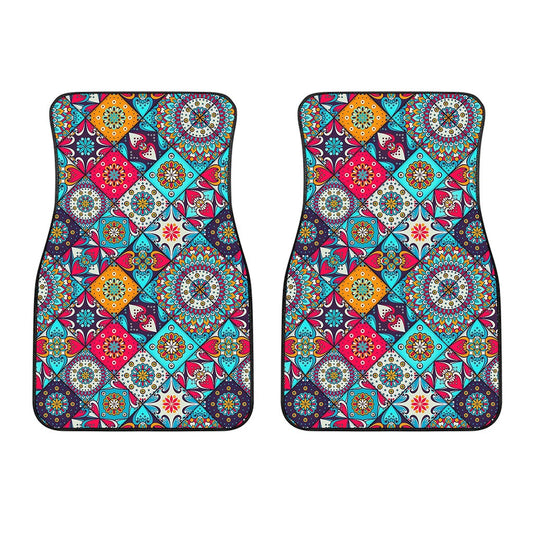 Bohemian Indian Mandala Patchwork Print Front Car Floor Mats