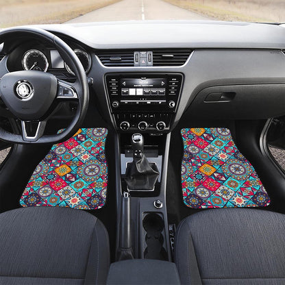 Bohemian Indian Mandala Patchwork Print Front Car Floor Mats