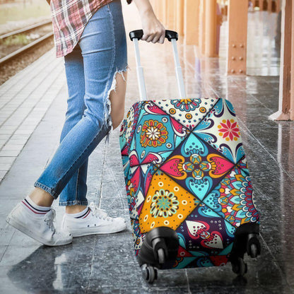 Bohemian Indian Mandala Patchwork Print Luggage Cover GearFrost