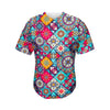 Bohemian Indian Mandala Patchwork Print Men's Baseball Jersey