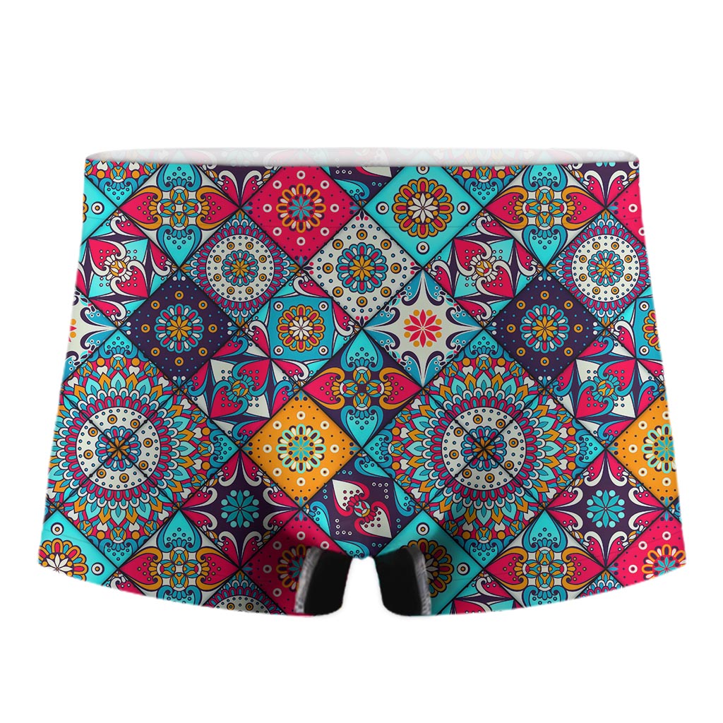 Bohemian Indian Mandala Patchwork Print Men's Boxer Briefs