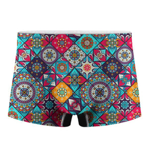 Bohemian Indian Mandala Patchwork Print Men's Boxer Briefs