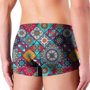 Bohemian Indian Mandala Patchwork Print Men's Boxer Briefs