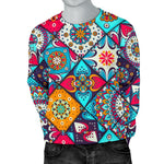 Bohemian Indian Mandala Patchwork Print Men's Crewneck Sweatshirt GearFrost