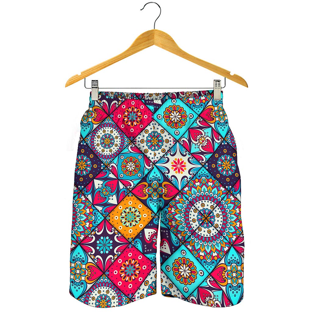 Bohemian Indian Mandala Patchwork Print Men's Shorts