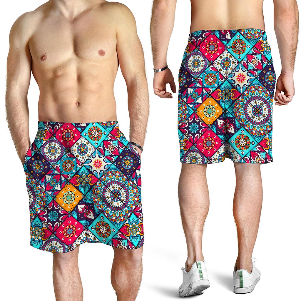 Bohemian Indian Mandala Patchwork Print Men's Shorts