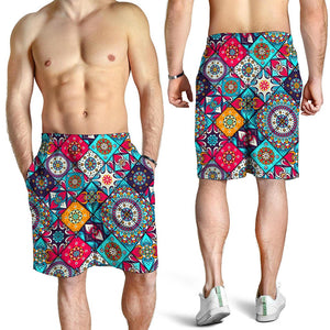 Bohemian Indian Mandala Patchwork Print Men's Shorts