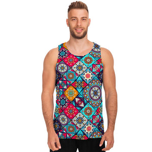 Bohemian Indian Mandala Patchwork Print Men's Tank Top