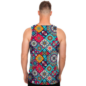 Bohemian Indian Mandala Patchwork Print Men's Tank Top