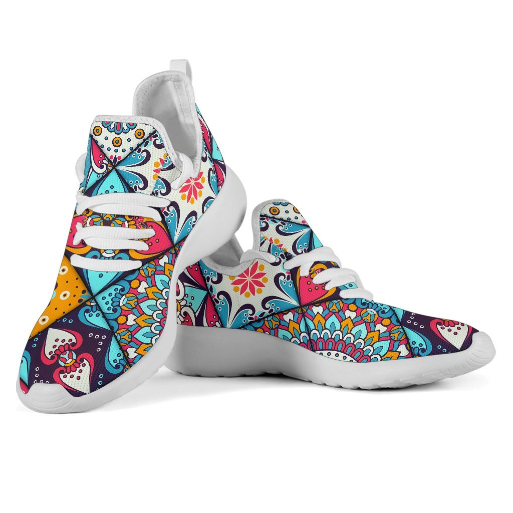 Bohemian Indian Mandala Patchwork Print Mesh Knit Shoes GearFrost