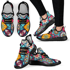 Bohemian Indian Mandala Patchwork Print Mesh Knit Shoes GearFrost