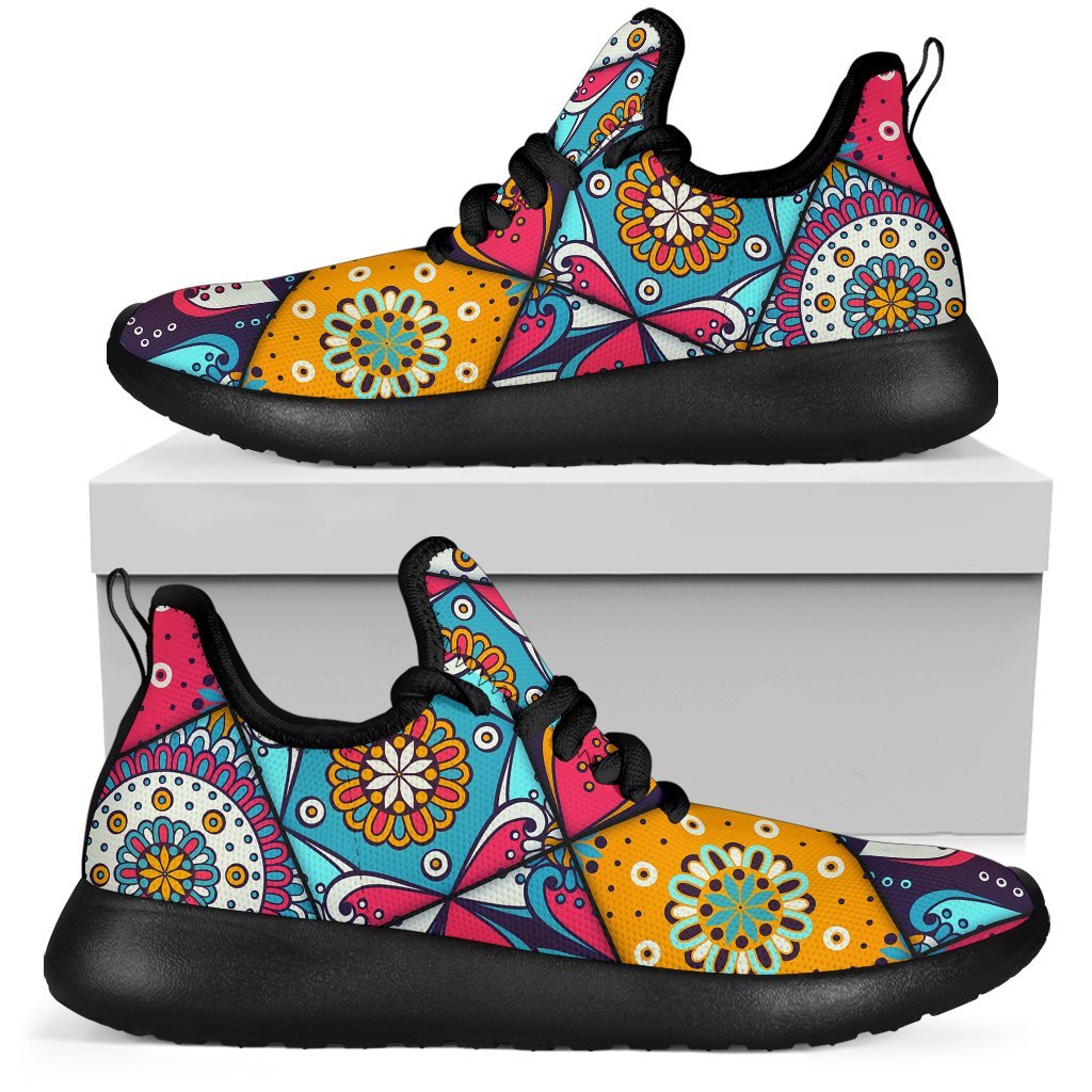 Bohemian Indian Mandala Patchwork Print Mesh Knit Shoes GearFrost