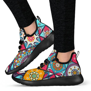 Bohemian Indian Mandala Patchwork Print Mesh Knit Shoes GearFrost