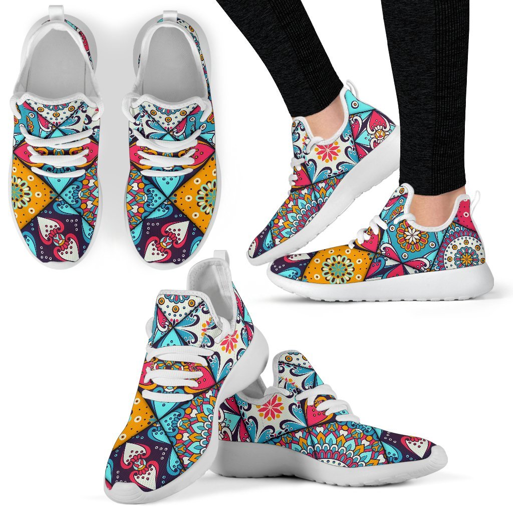 Bohemian Indian Mandala Patchwork Print Mesh Knit Shoes GearFrost