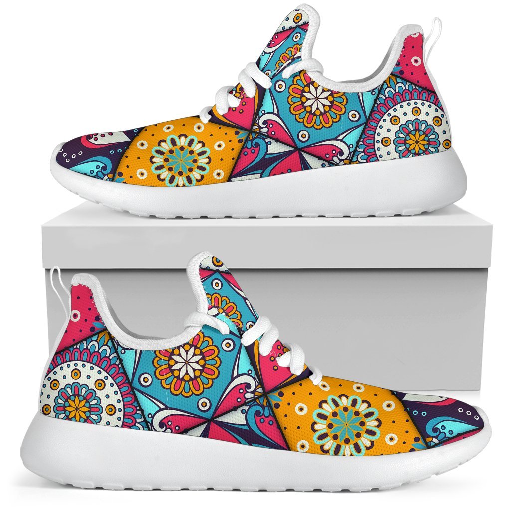 Bohemian Indian Mandala Patchwork Print Mesh Knit Shoes GearFrost