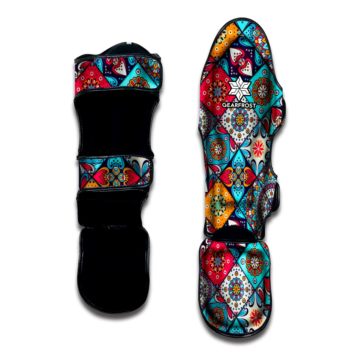 Bohemian Indian Mandala Patchwork Print Muay Thai Shin Guard