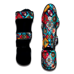 Bohemian Indian Mandala Patchwork Print Muay Thai Shin Guard