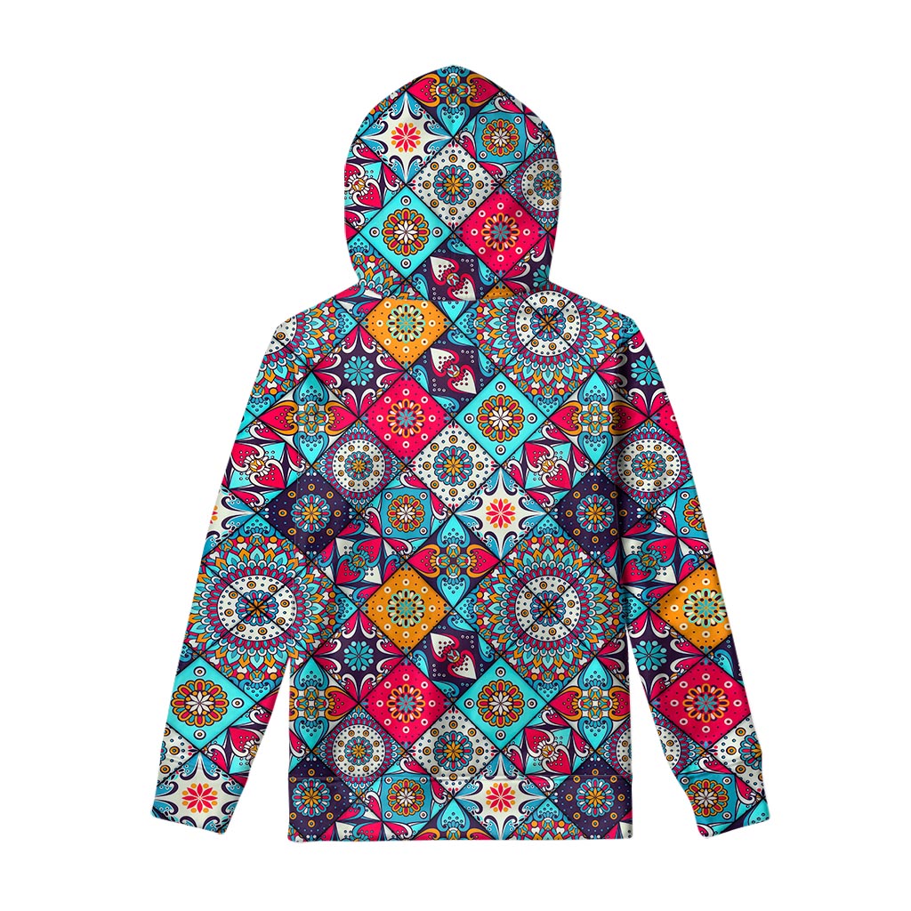 Bohemian Indian Mandala Patchwork Print Pullover Hoodie