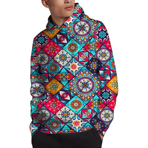 Bohemian Indian Mandala Patchwork Print Pullover Hoodie