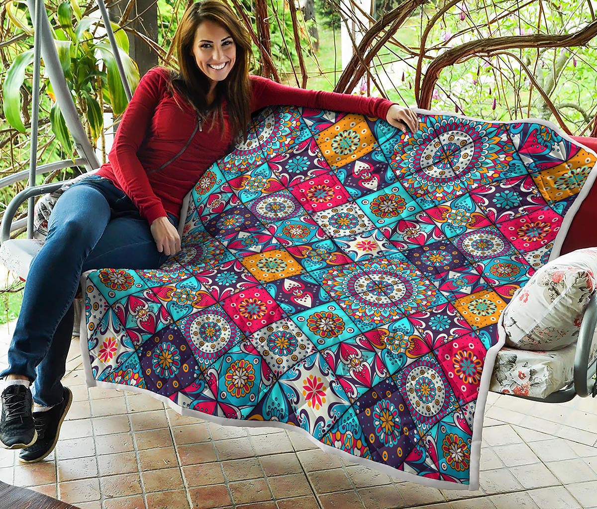 Bohemian Indian Mandala Patchwork Print Quilt