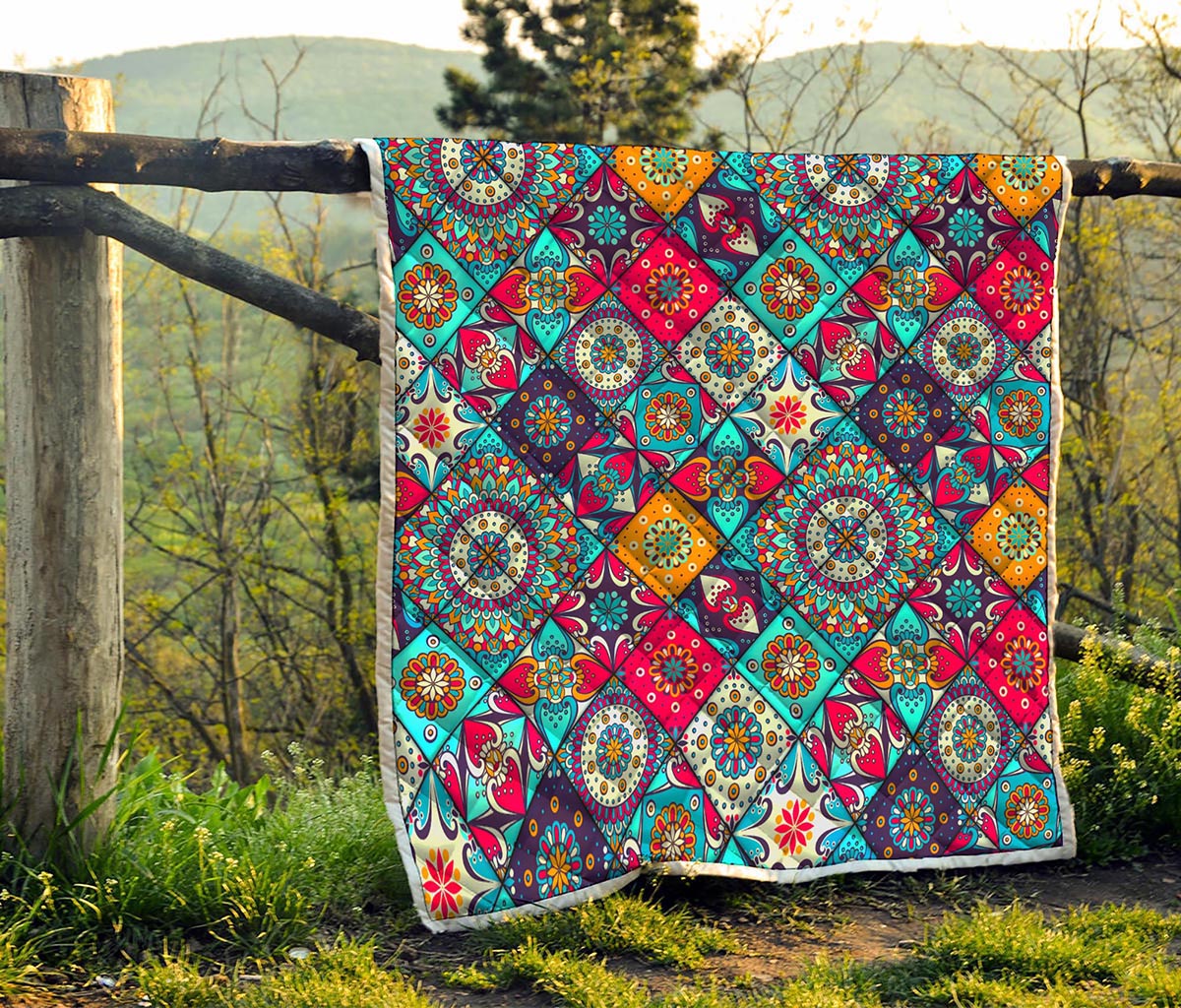 Bohemian Indian Mandala Patchwork Print Quilt