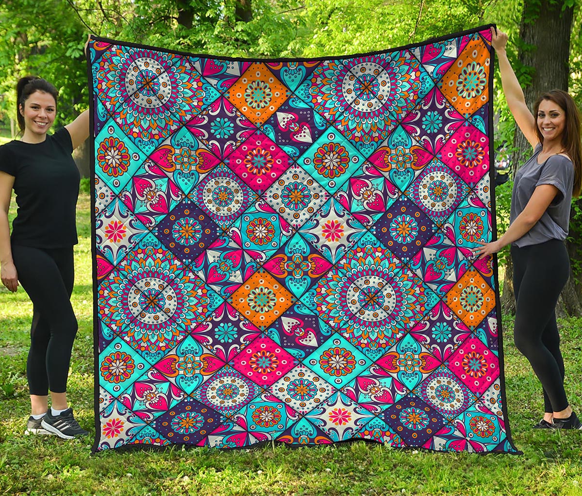 Bohemian Indian Mandala Patchwork Print Quilt