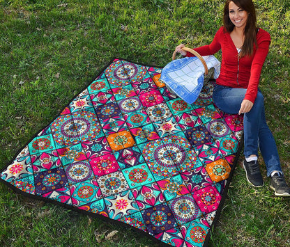 Bohemian Indian Mandala Patchwork Print Quilt