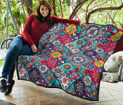 Bohemian Indian Mandala Patchwork Print Quilt