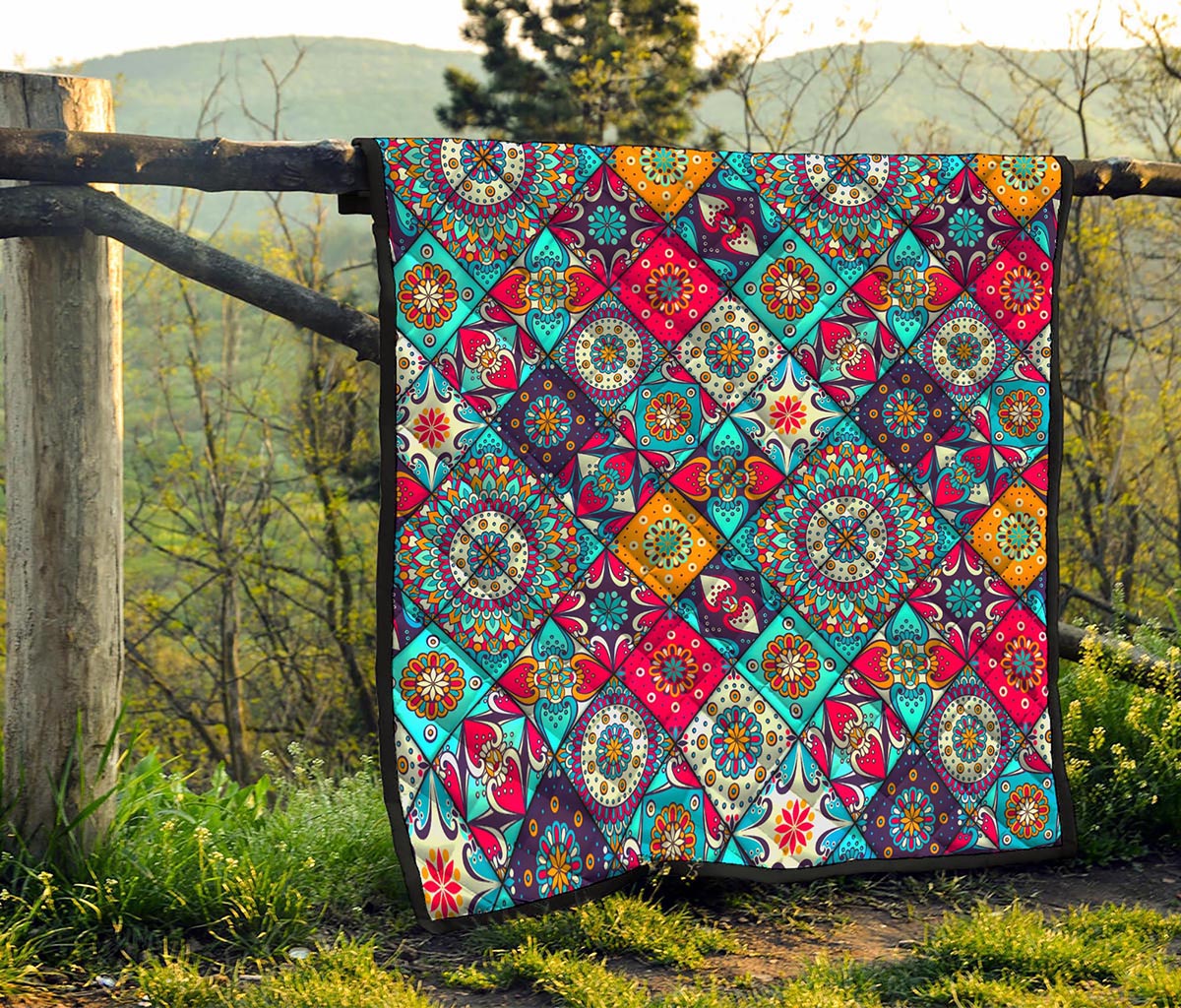 Bohemian Indian Mandala Patchwork Print Quilt