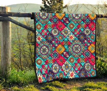 Bohemian Indian Mandala Patchwork Print Quilt