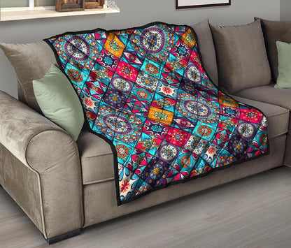 Bohemian Indian Mandala Patchwork Print Quilt