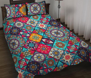 Bohemian Indian Mandala Patchwork Print Quilt Bed Set