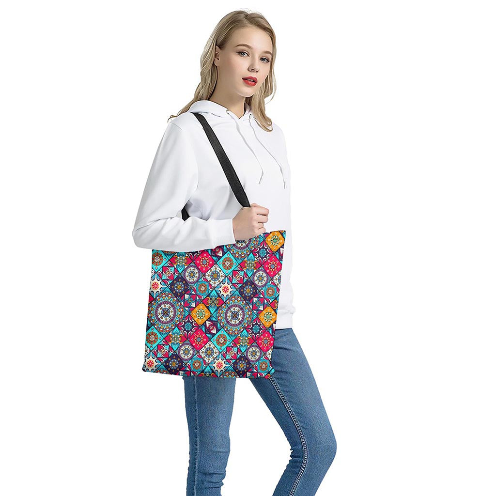 Bohemian Indian Mandala Patchwork Print Tote Bag