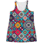 Bohemian Indian Mandala Patchwork Print Women's Racerback Tank Top