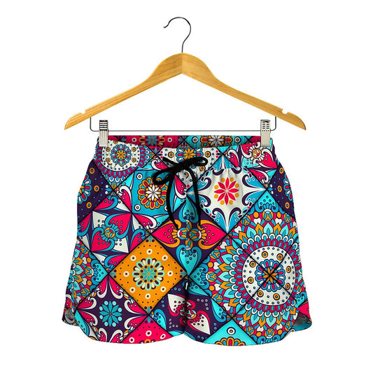 Bohemian Indian Mandala Patchwork Print Women's Shorts