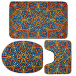 Bohemian Indian Mandala Pattern Print 3 Piece Bath Mat Set