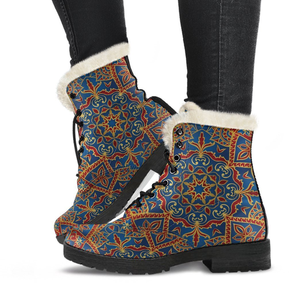 Bohemian Indian Mandala Pattern Print Comfy Boots GearFrost