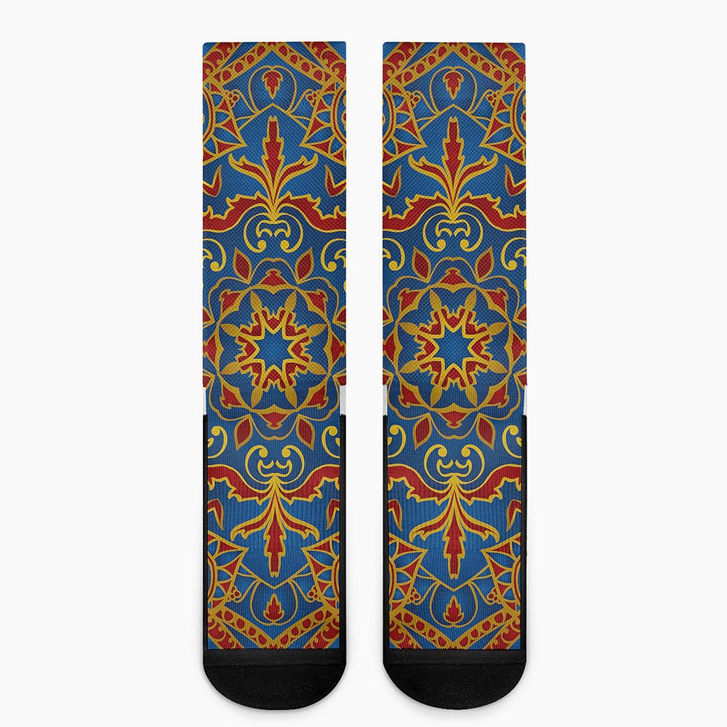 Bohemian Indian Mandala Pattern Print Crew Socks