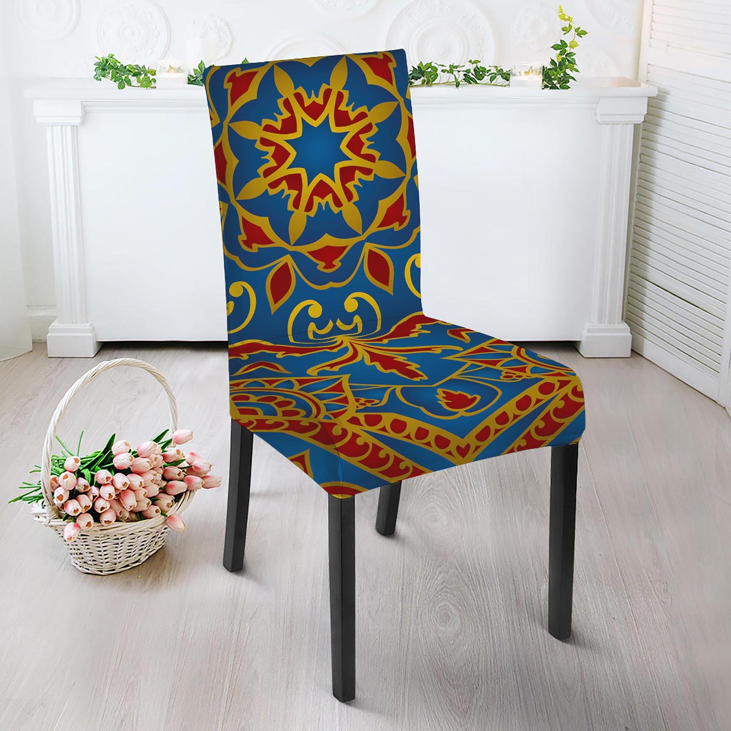 Bohemian Indian Mandala Pattern Print Dining Chair Slipcover