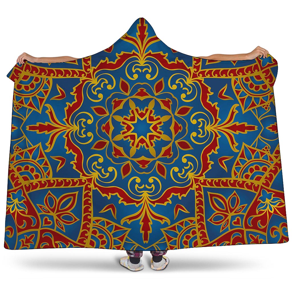 Bohemian Indian Mandala Pattern Print Hooded Blanket