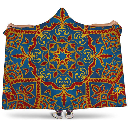 Bohemian Indian Mandala Pattern Print Hooded Blanket