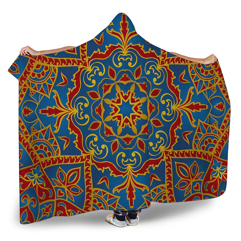 Bohemian Indian Mandala Pattern Print Hooded Blanket
